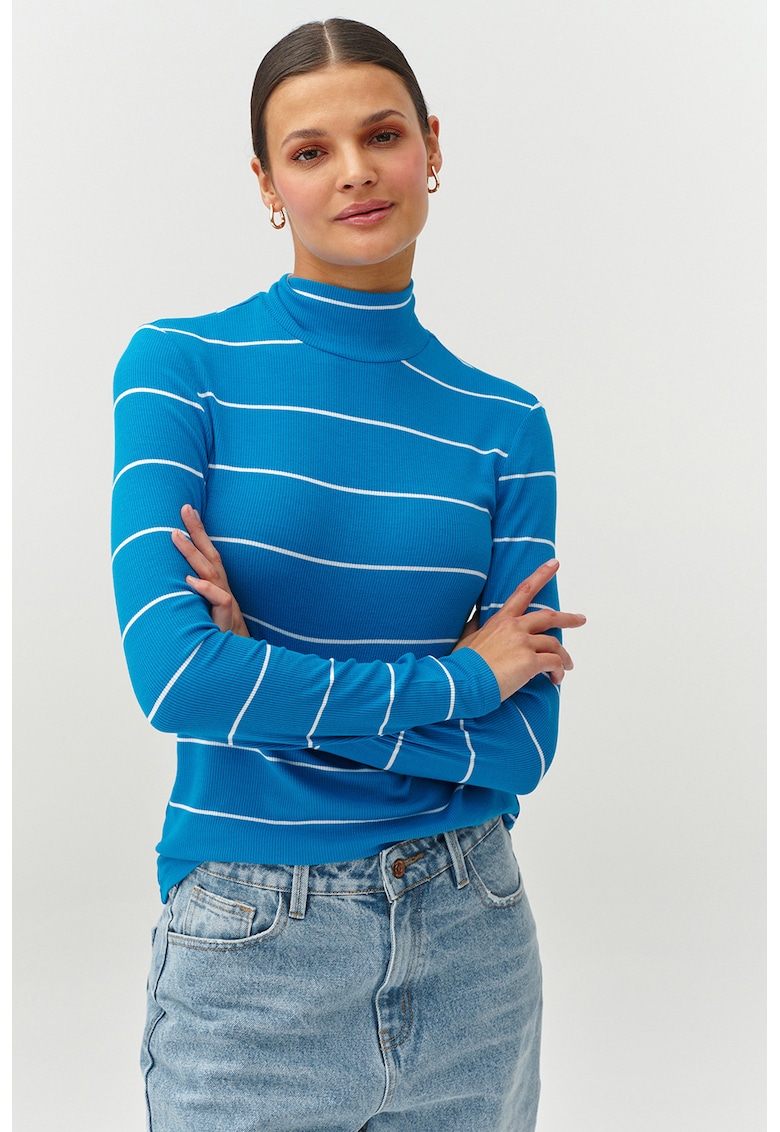 Раирана блуза с рипс - Бял/Син Tatuum