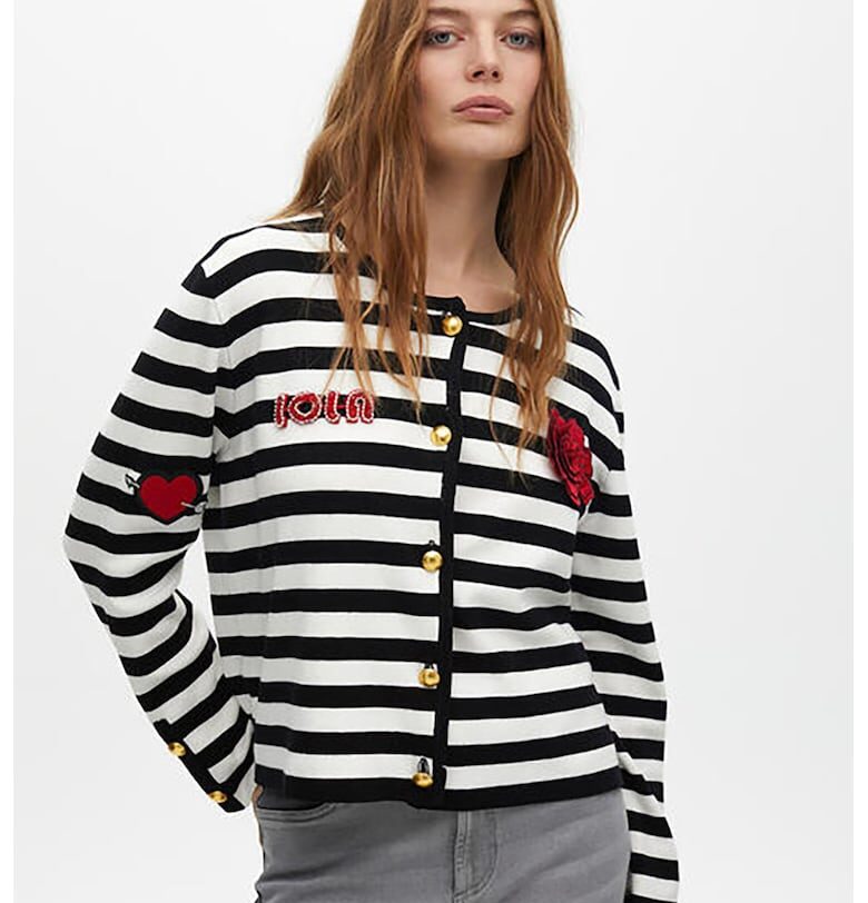 Раирана жилетка с бродерии - Червен/Бял/Черен Lola casademunt