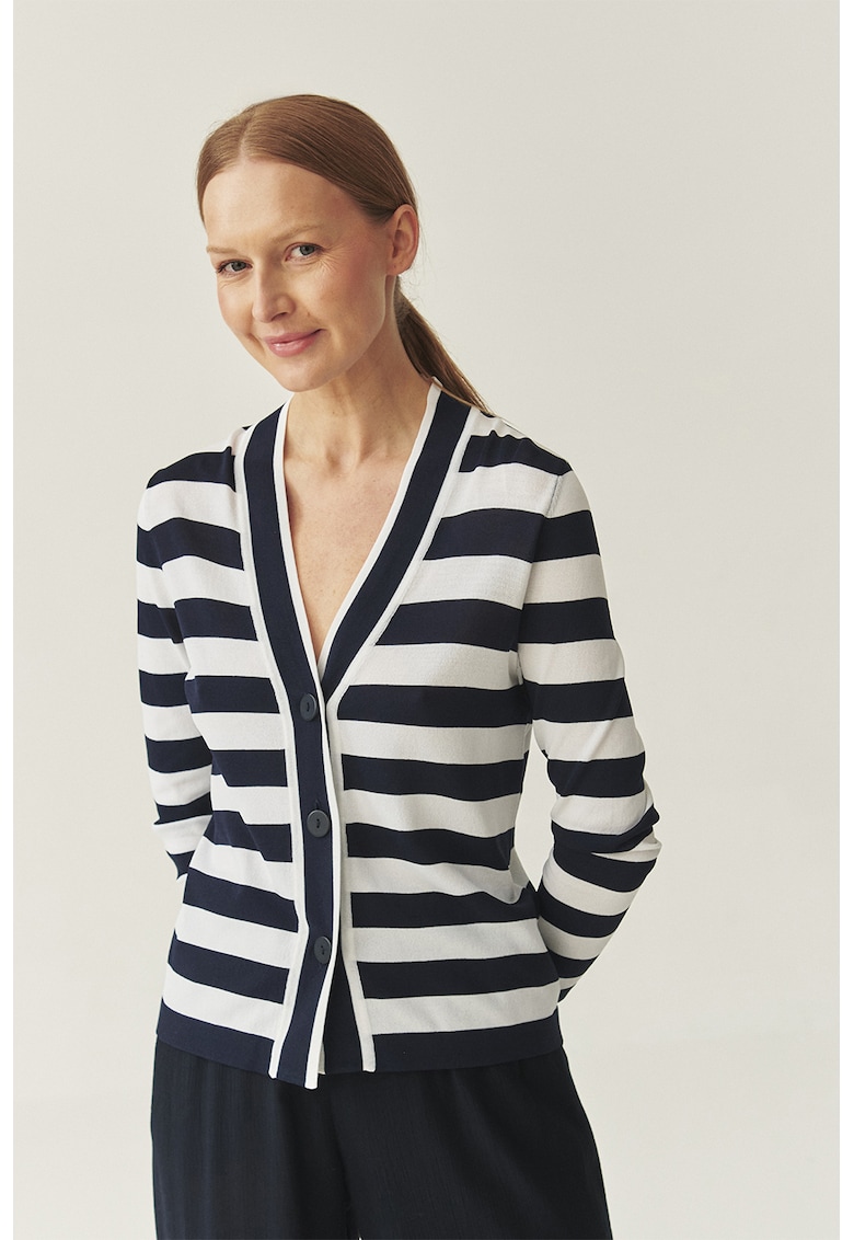 Раирана жилетка с шпиц - Черен/Бял Tatuum