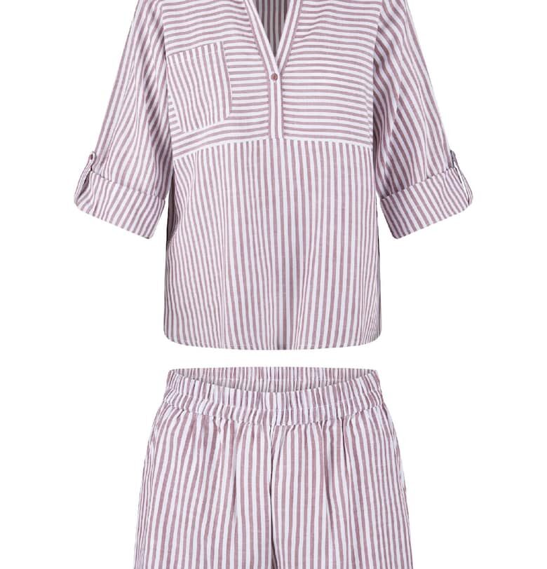 Раирана къса пижама - Бял/Лилав LingaDore