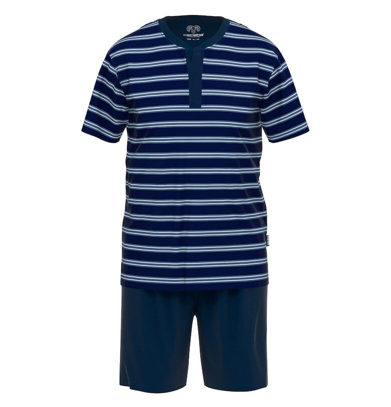 Раирана къса пижама с деколте Henley CECEBA