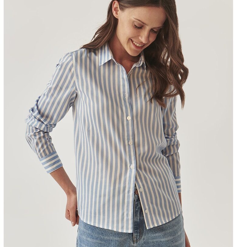 Раирана памучна риза - Бял/Син Tatuum