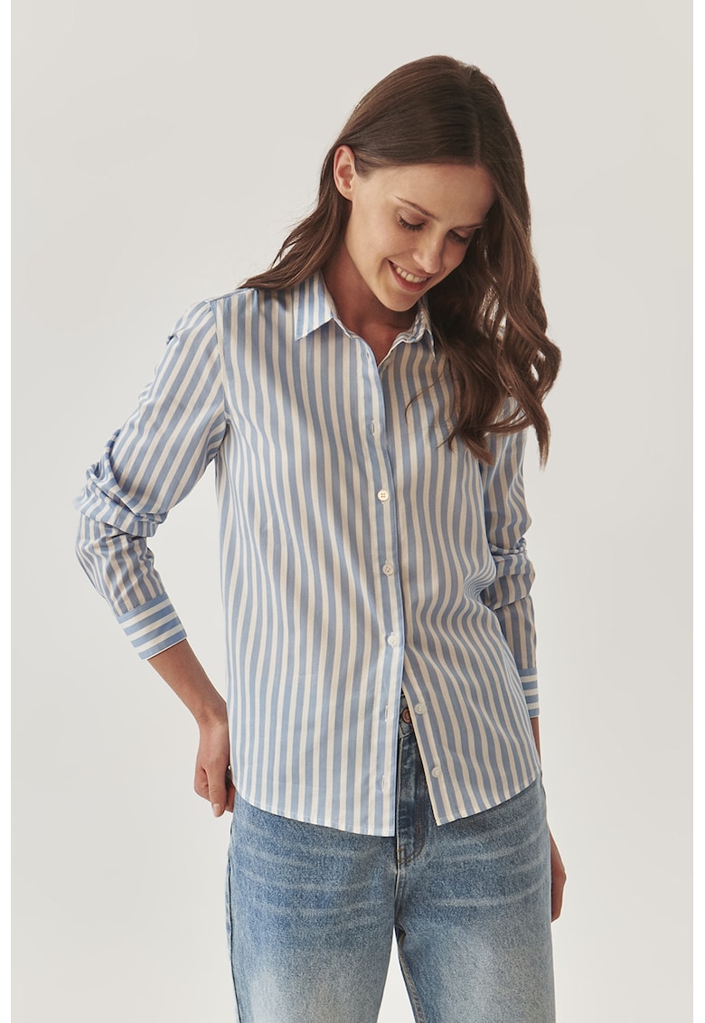 Раирана памучна риза - Бял/Син Tatuum