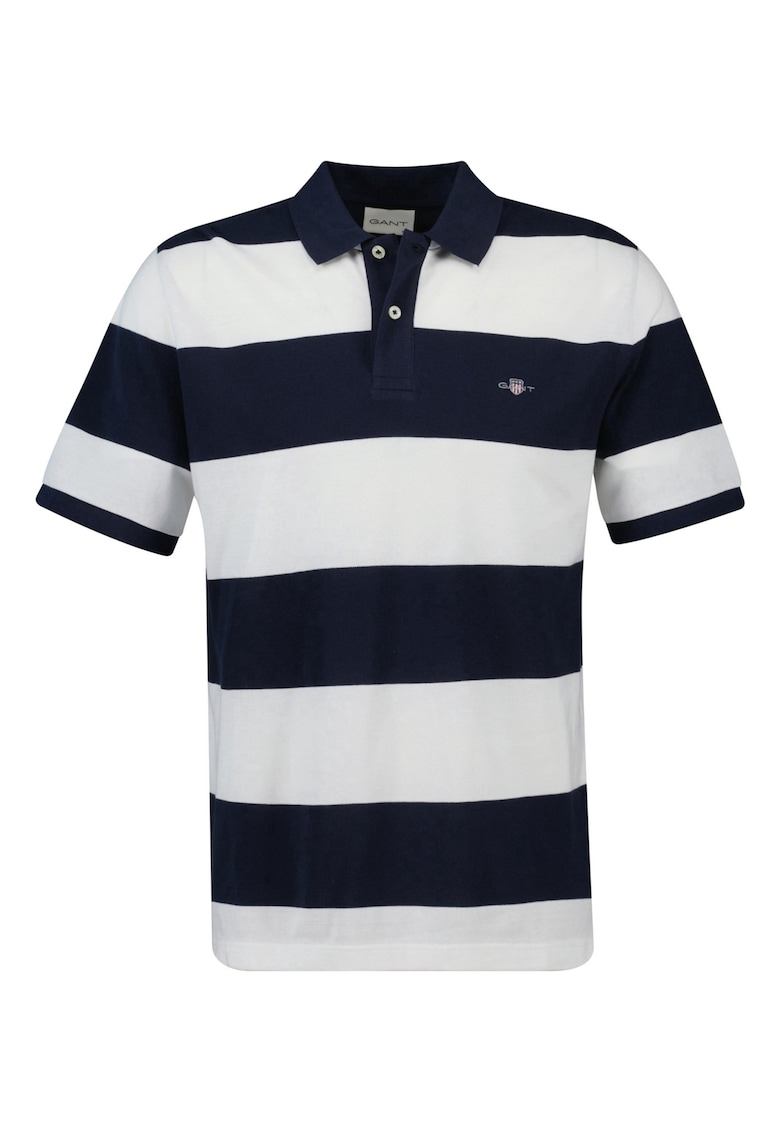 Раирана памучна тениска с яка - Бял/Тъмносин Gant