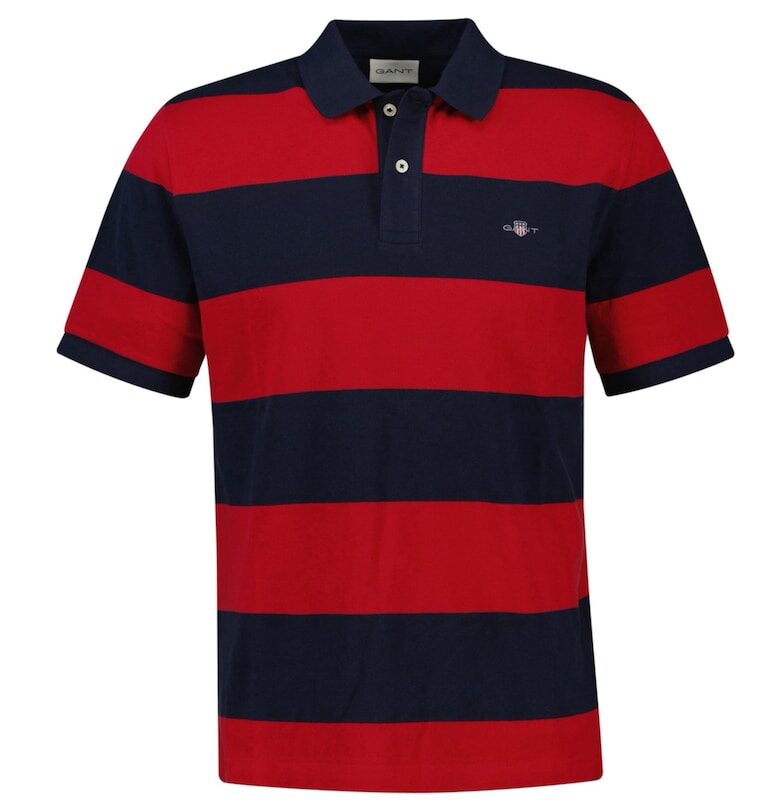 Раирана памучна тениска с яка - Червен Gant