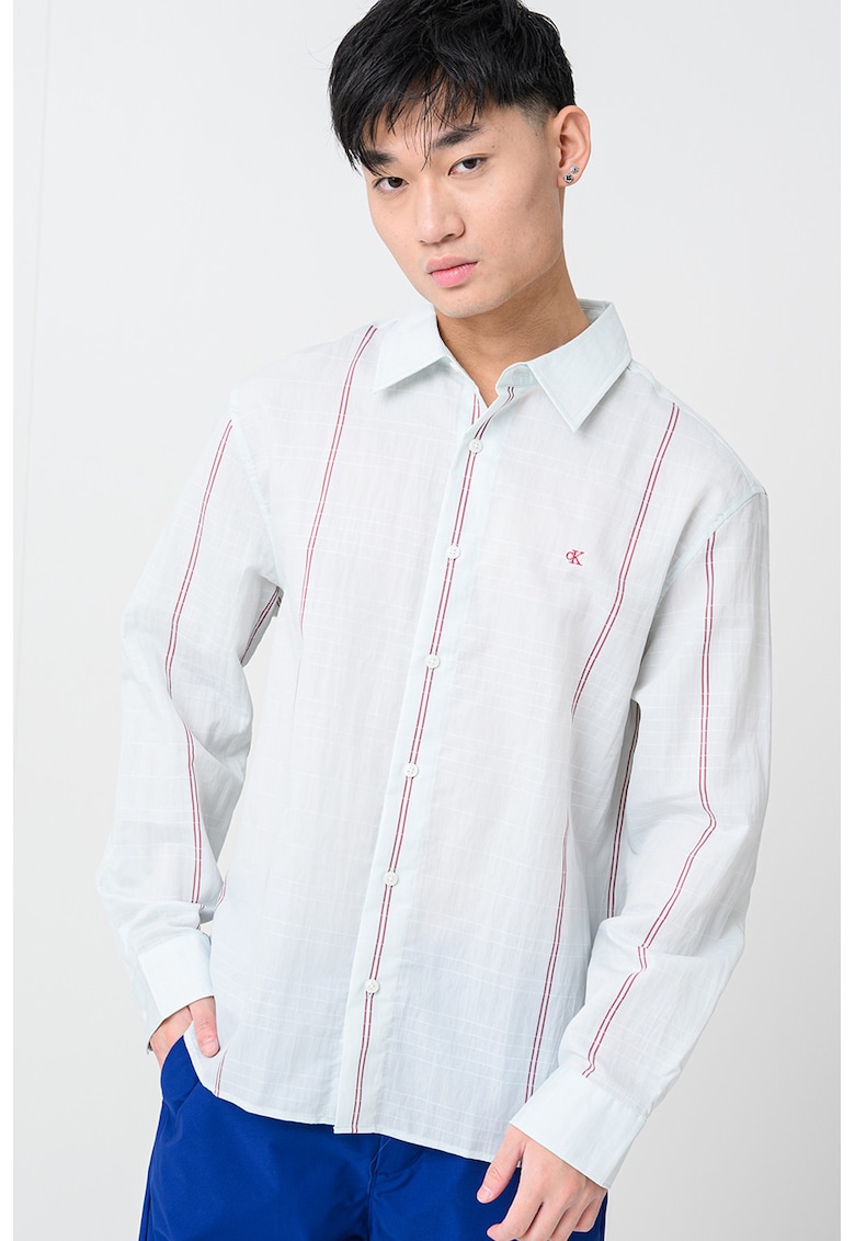 Раирана риза - Тъмночервен/Бледозелен CALVIN KLEIN