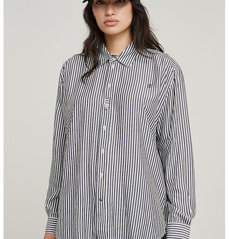 Раирана риза от модал - Бял/Избеляло черно G-STAR