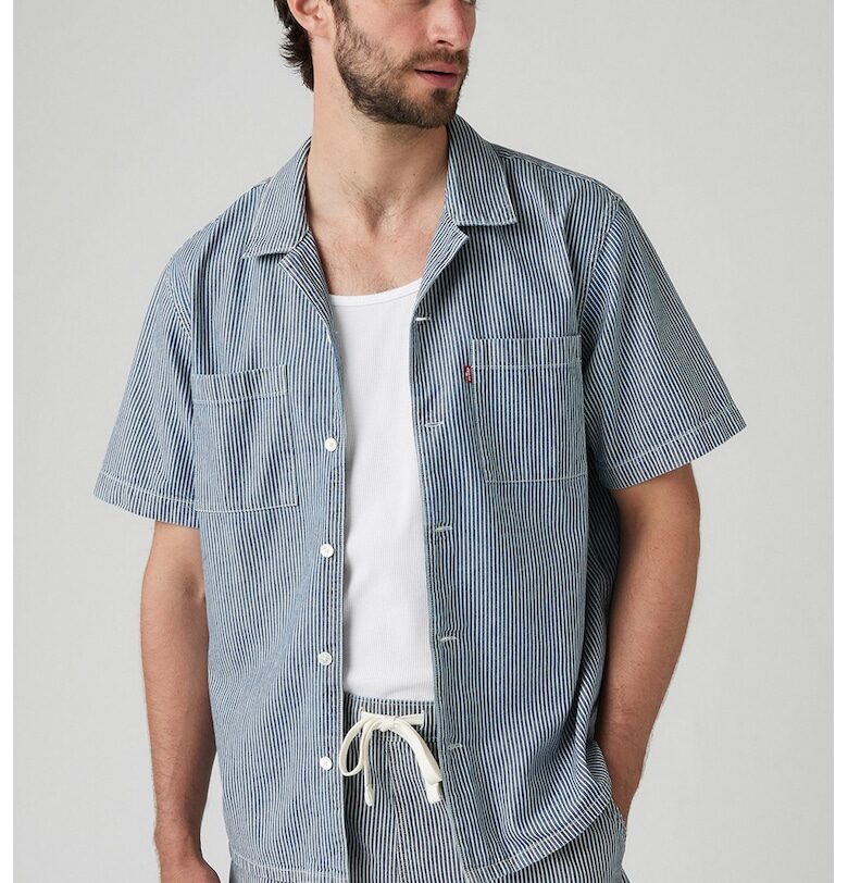 Раирана риза с джобове - Прашно синьо Levis