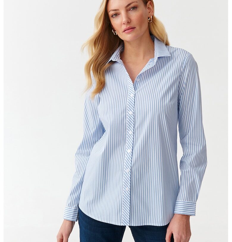 Раирана риза с дълги ръкави - Бял/Лавандула Tatuum