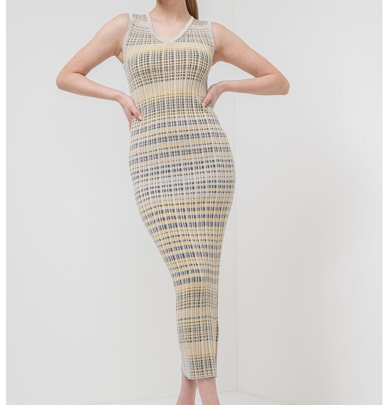 Раирана рокля Enziana с шпиц - Черен/Жълт/Крем Marella