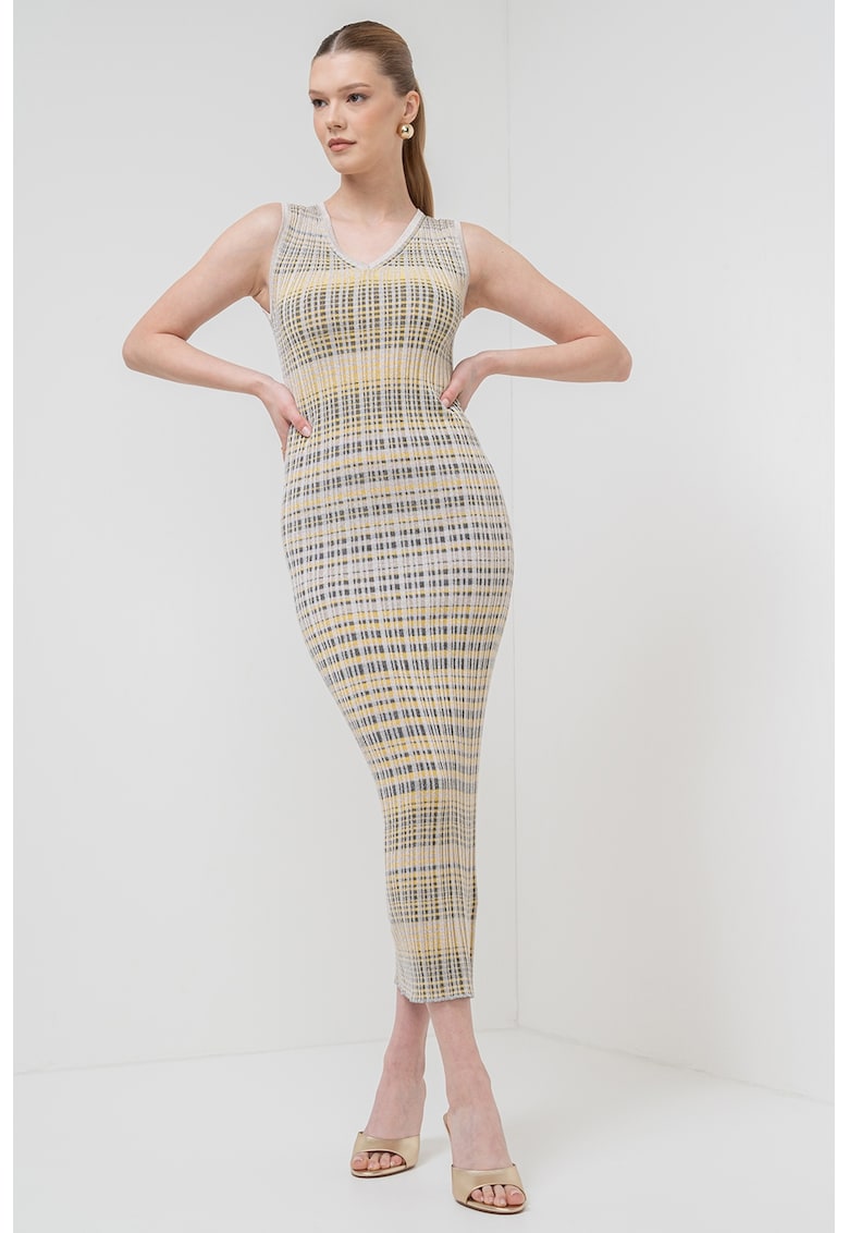 Раирана рокля Enziana с шпиц - Черен/Жълт/Крем Marella