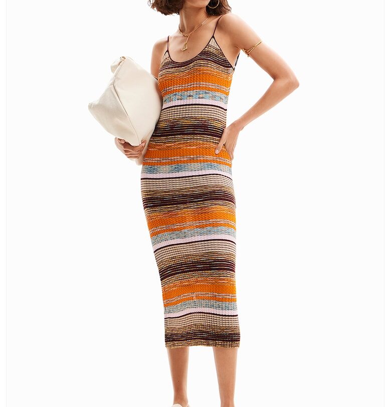 Раирана рокля - Кафяв/Изгорен портокал DESIGUAL