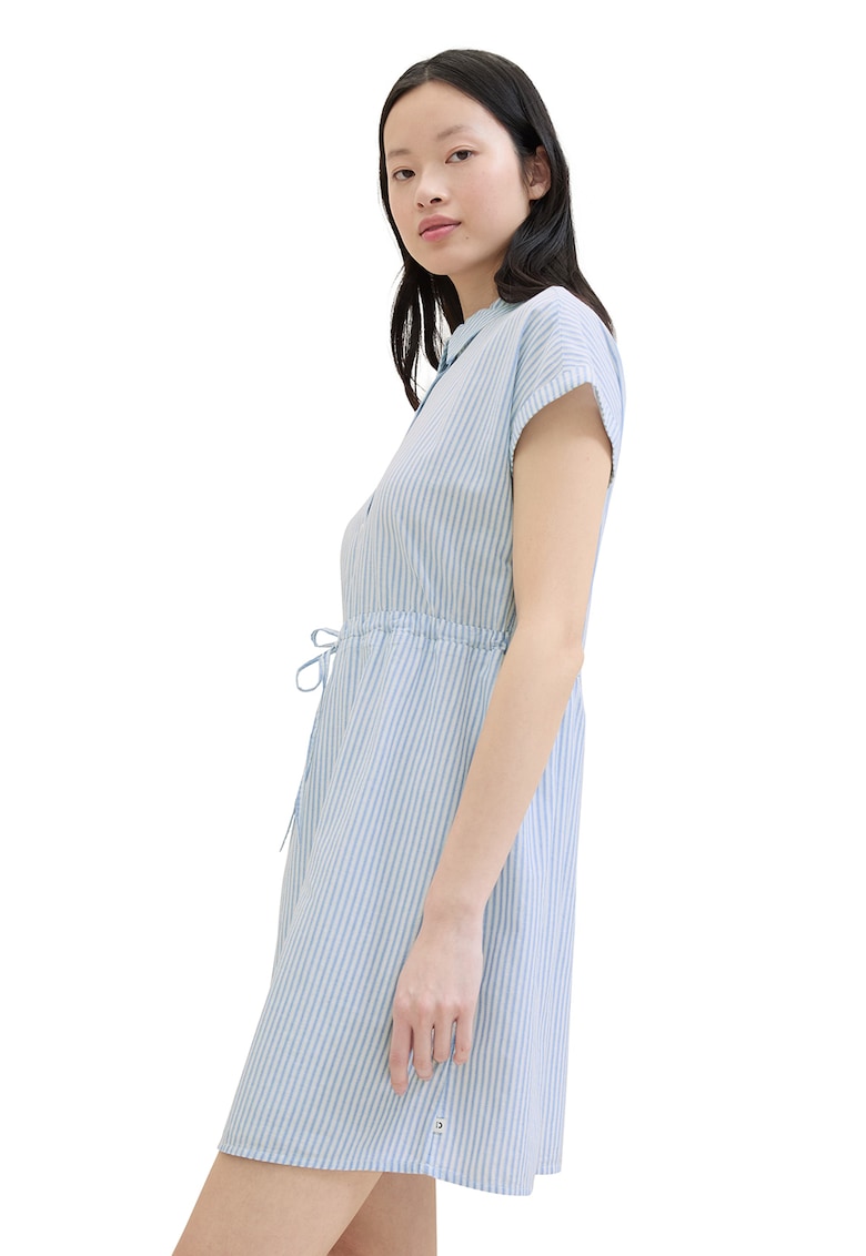 Раирана рокля с връзка - Пастелносин/Мръснобял Tom Tailor