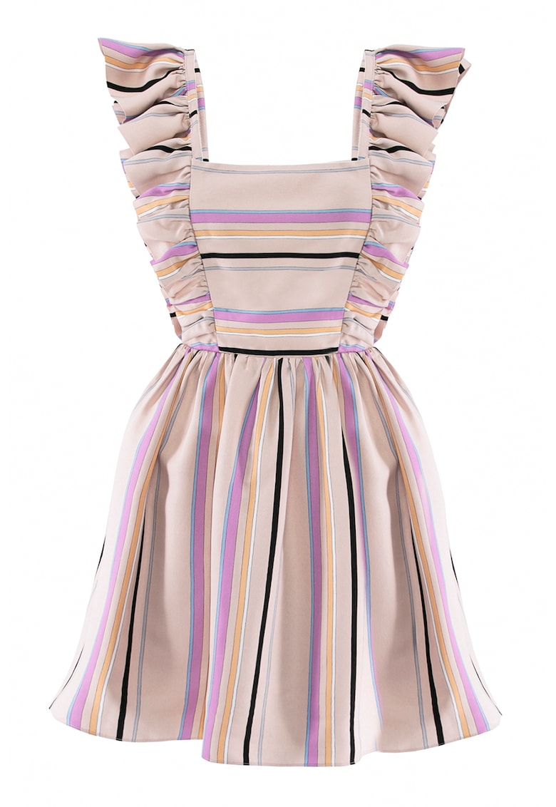 Раирана рокля с набирания - Многоцветен AVENUE No29