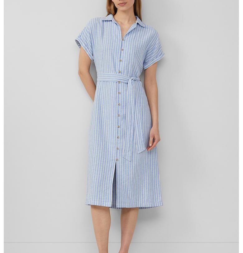 Раирана рокля тип риза - Бял/Син sOliver