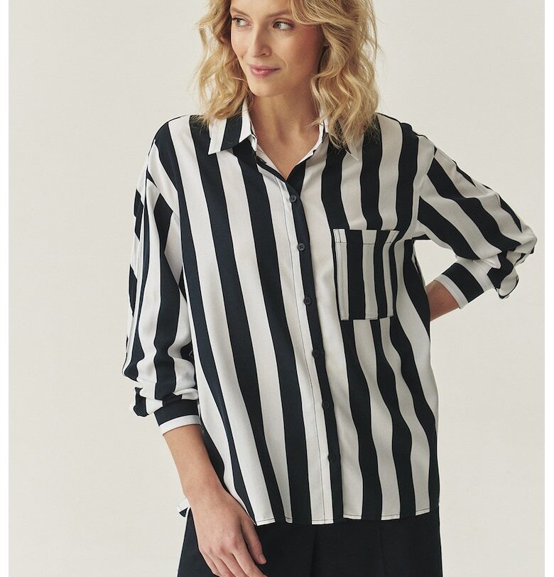 Раирана свободна риза - Черен/Мръснобял Tatuum