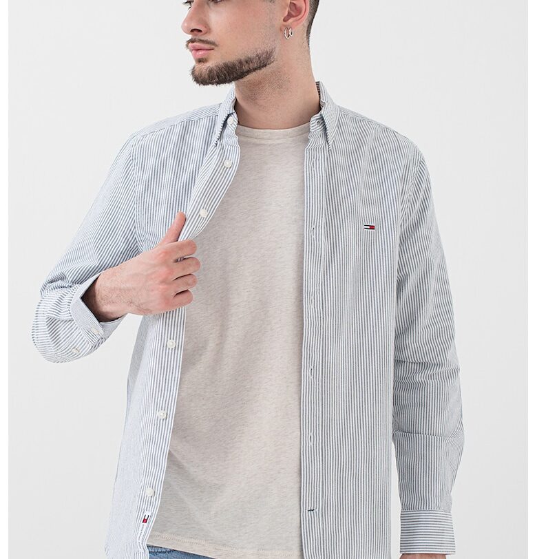 Раирана слим риза - Черен/Бледожълт Tommy Jeans