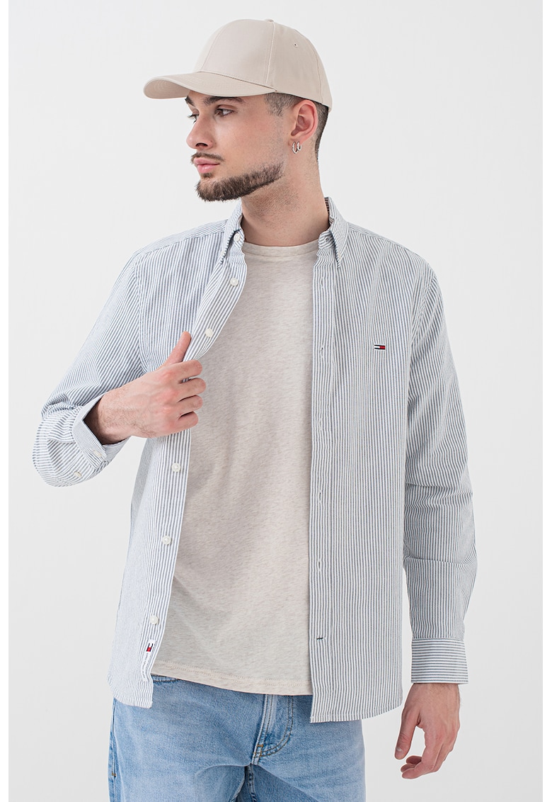 Раирана слим риза - Черен/Бледожълт Tommy Jeans