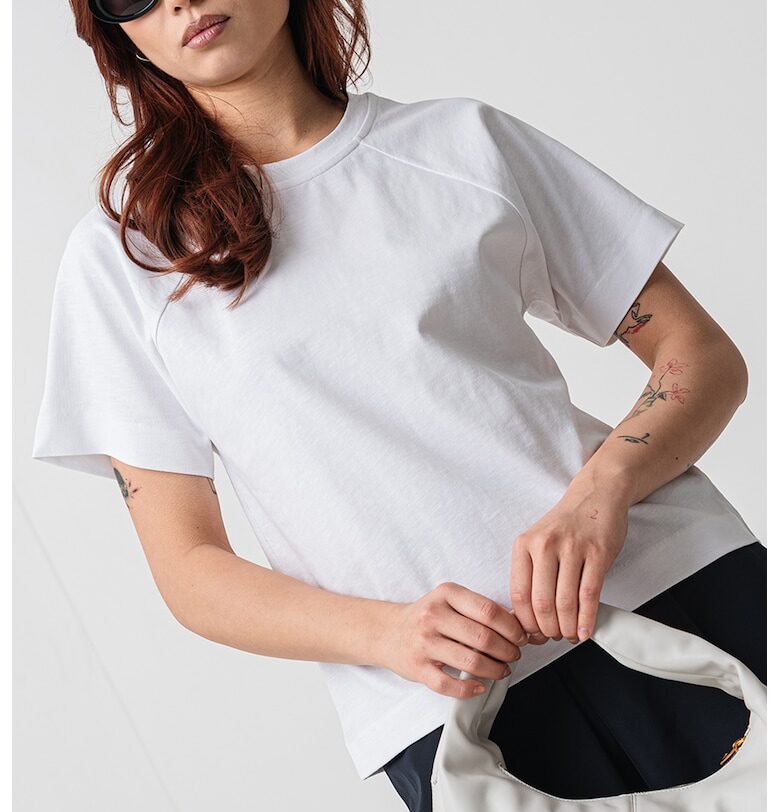 Раирана тениска Alida с ръкави реглан - Бял MaxCo