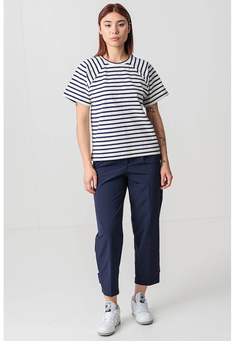 Раирана тениска Alida с ръкави реглан - Бял/Тъмносин MaxCo