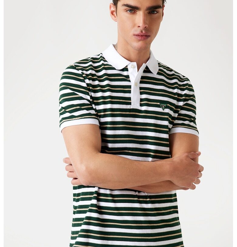 Раирана тениска с яка GUESS