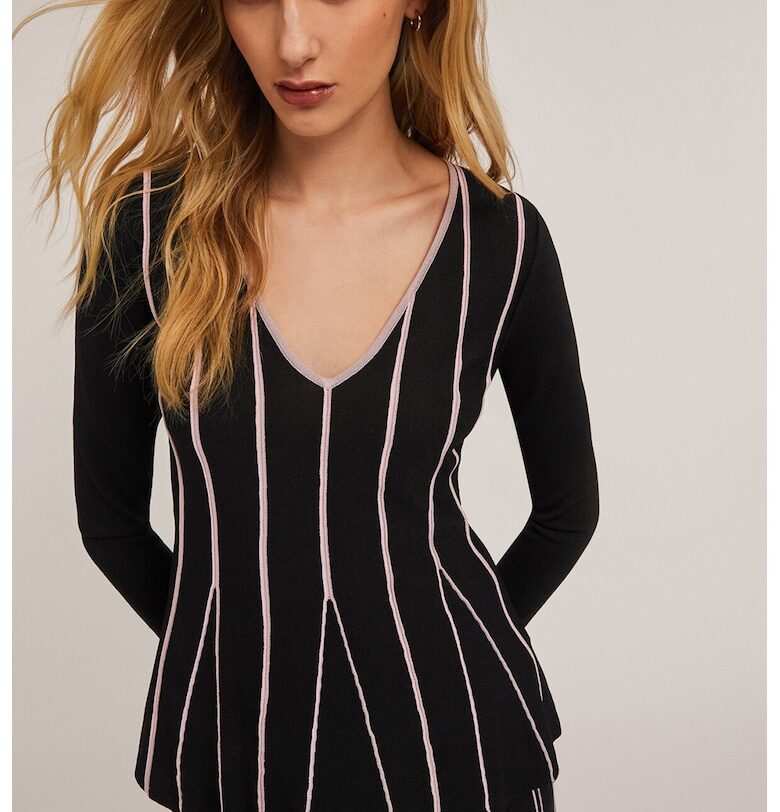 Раирана шпиц блуза - Ултрамарин синьо/Бледо розово Motivi