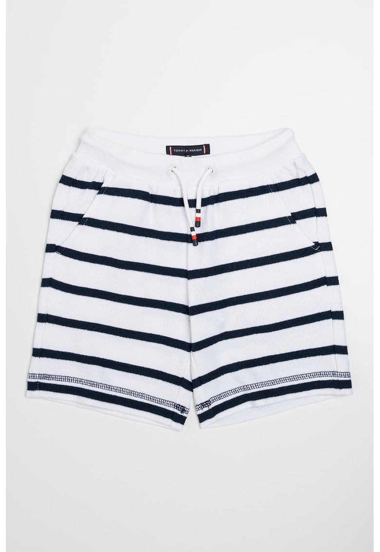 Раирани памучни шорти - Бял/Тъмносин Tommy Hilfiger
