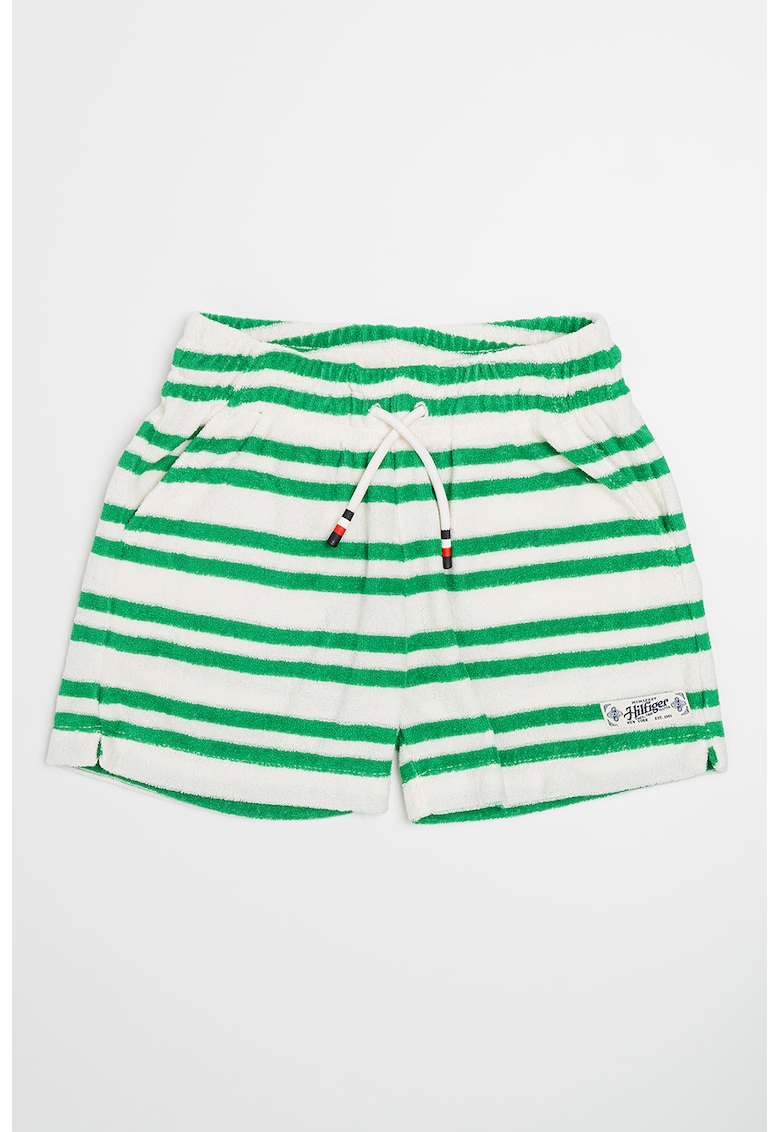 Раирани шорти с органичен памук - Зелен/Мръснобял Tommy Hilfiger
