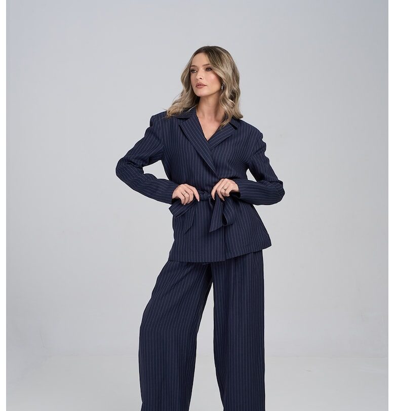 Раирано ленено сако - Тъмносин Couture de Marie