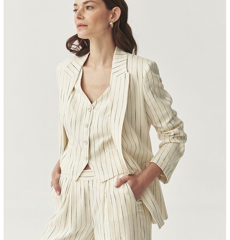 Раирано сако с лен - Черен/Крем Tatuum