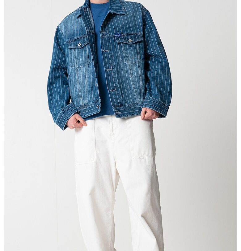 Раирано яке от деним с лого - Син HUGO