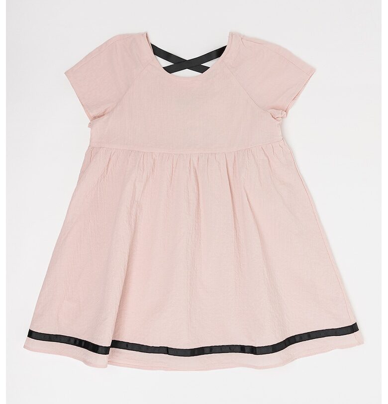 Ракзроена рокля с контрасти - Прашно розово United Colors of Benetton