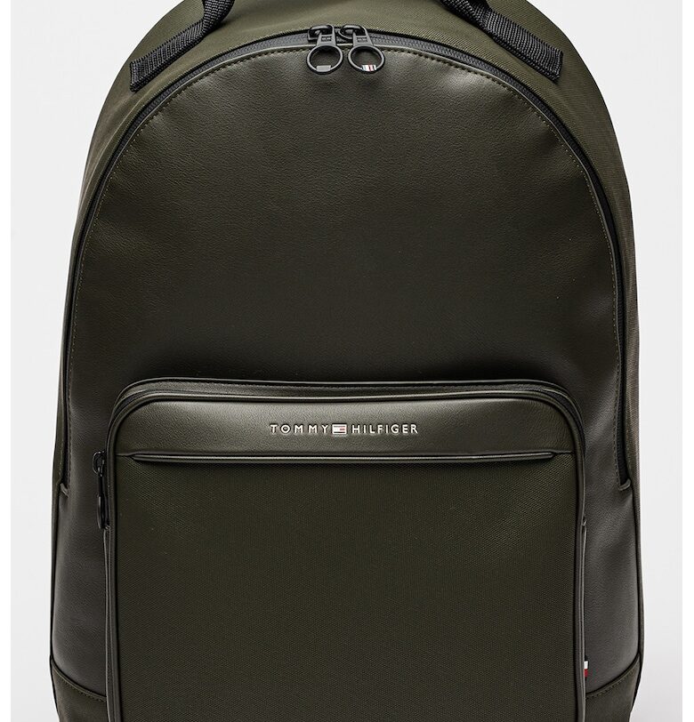 Раница Foundation от еко кожа с платнени детайли - Избеляло черно Tommy Hilfiger