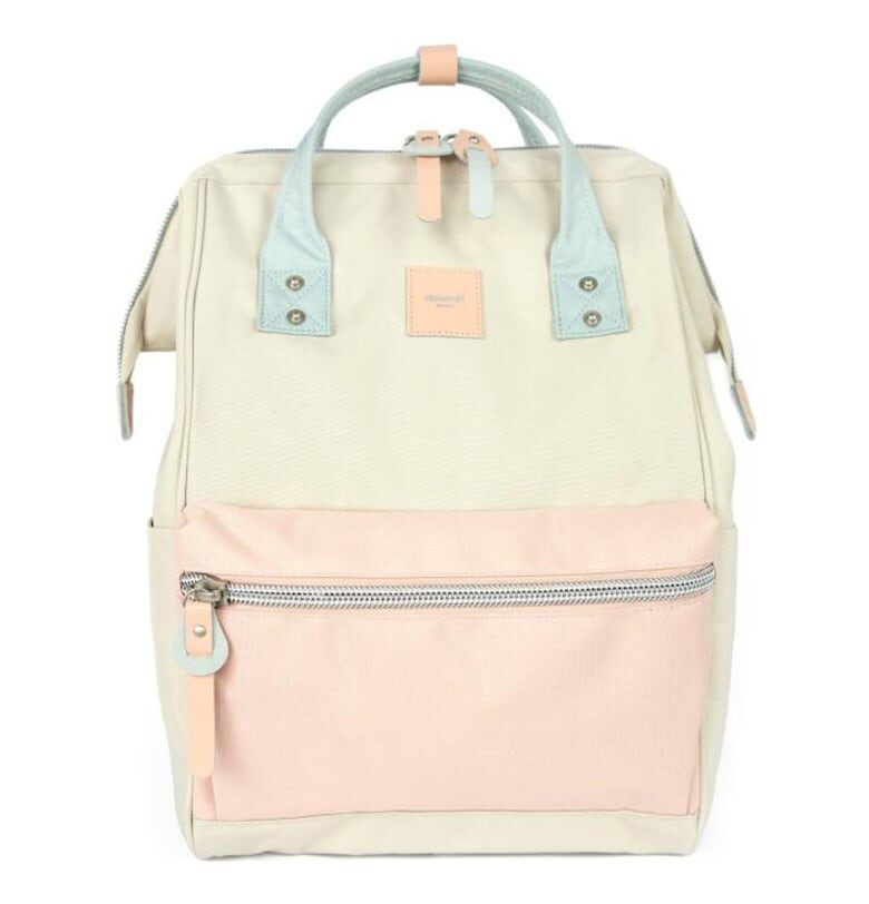 Раница  No. 36 Candy M - 15л - 28x40см - с USB - бежова - пастелно розова Himawari