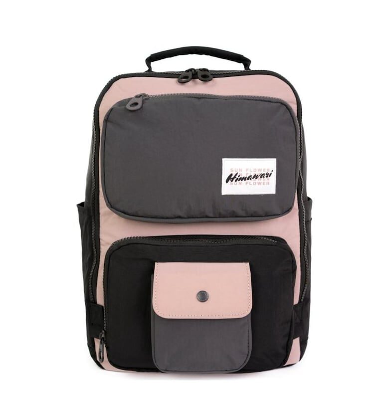 Раница № 44 Retro S - 13L - 28x36cm - Розова пудра/Черен/Tъмносив Himawari