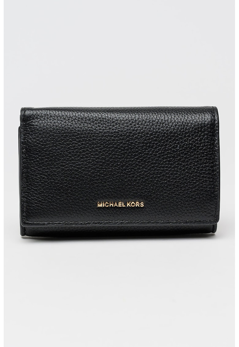 Релефен кожен портфейл Jet Set - Черен Michael Kors