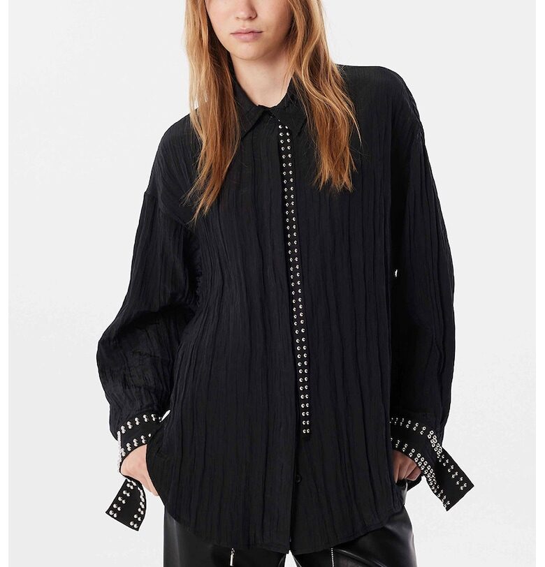 Релефна риза с мъниста - Черен TWIST