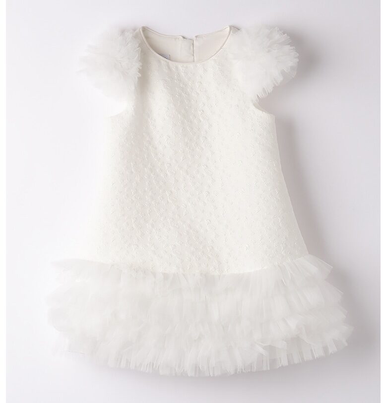 Релефна рокля с набирания - Мръснобял Sarabanda