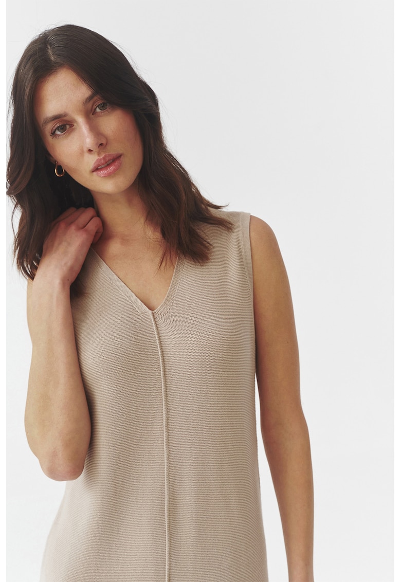 Релефна рокля с шпиц Audrey - Бежов Tatuum