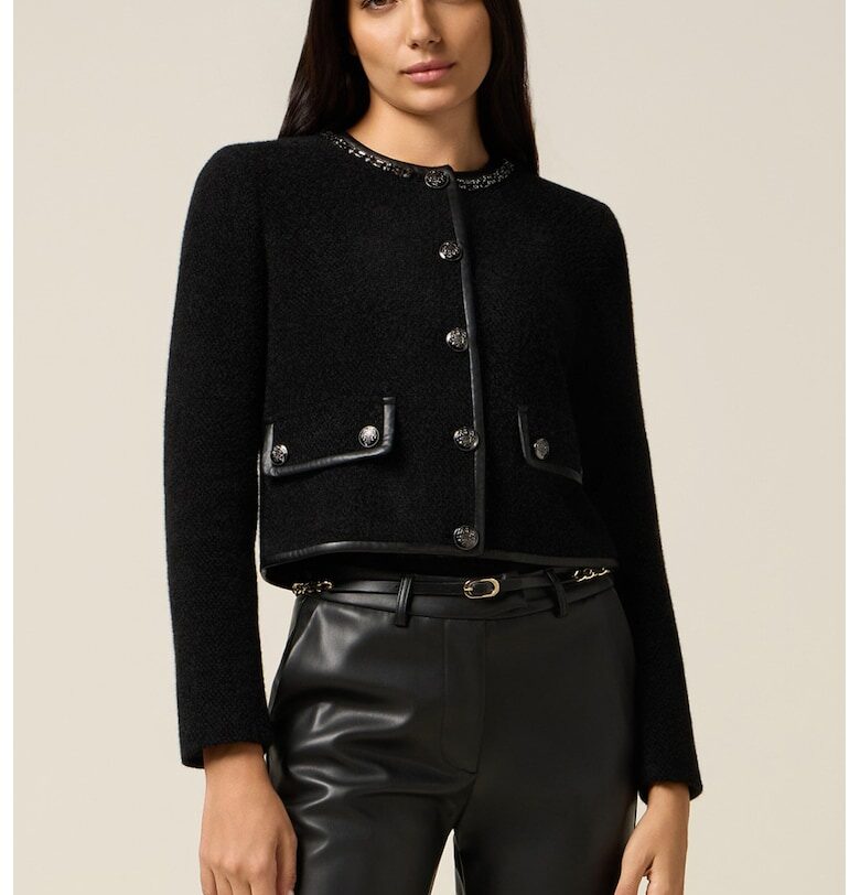 Релефно сако с метални копчета - Черен Oltre