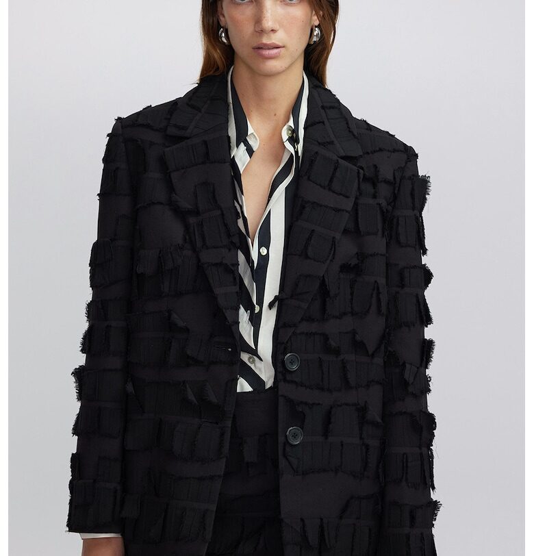 Релефно сако с памук - Черен Ipekyol