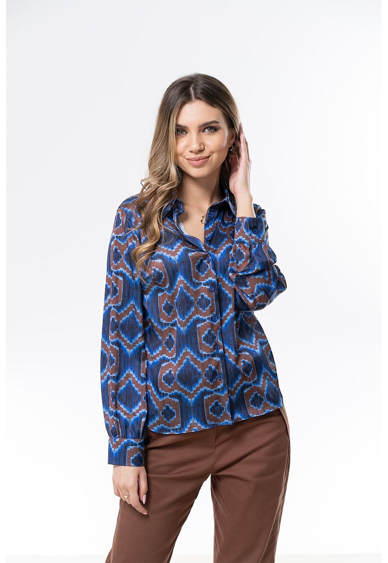 Риза Andreea с принт - Тъмносин Hermosa