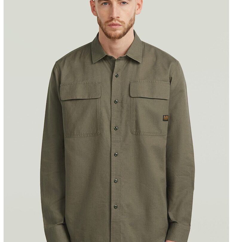 Риза CPO от памук и лен - Зелени аспержи G-STAR