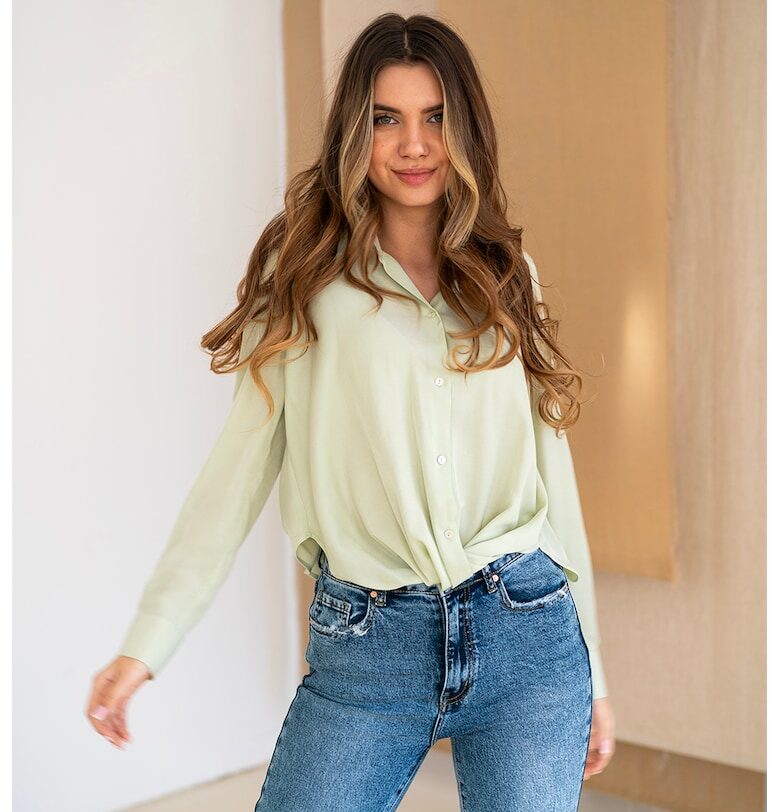 Риза Dorya с остра яка - Бледозелен Hermosa