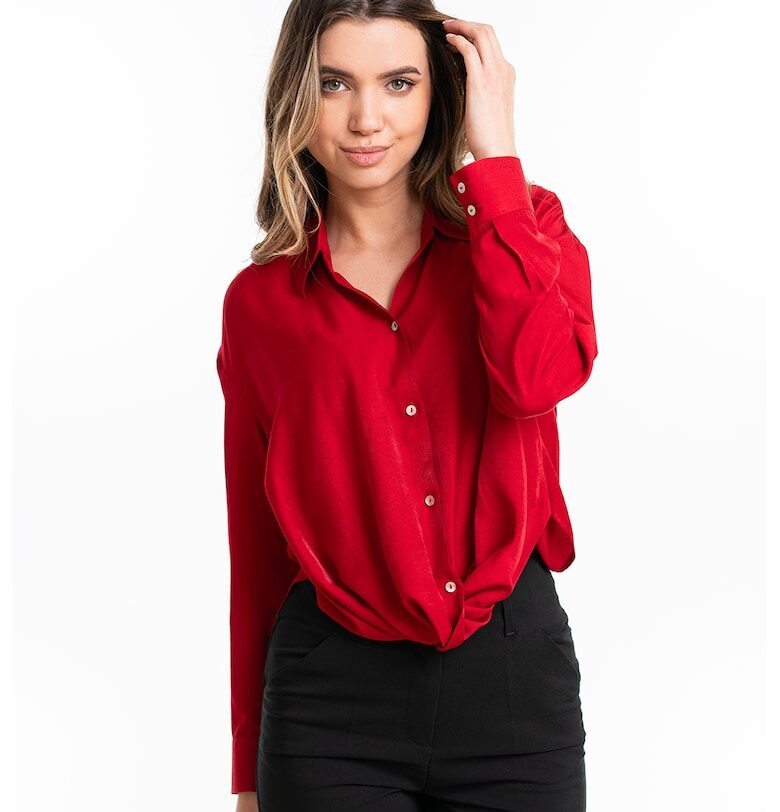 Риза Dorya с остра яка - Червен Hermosa