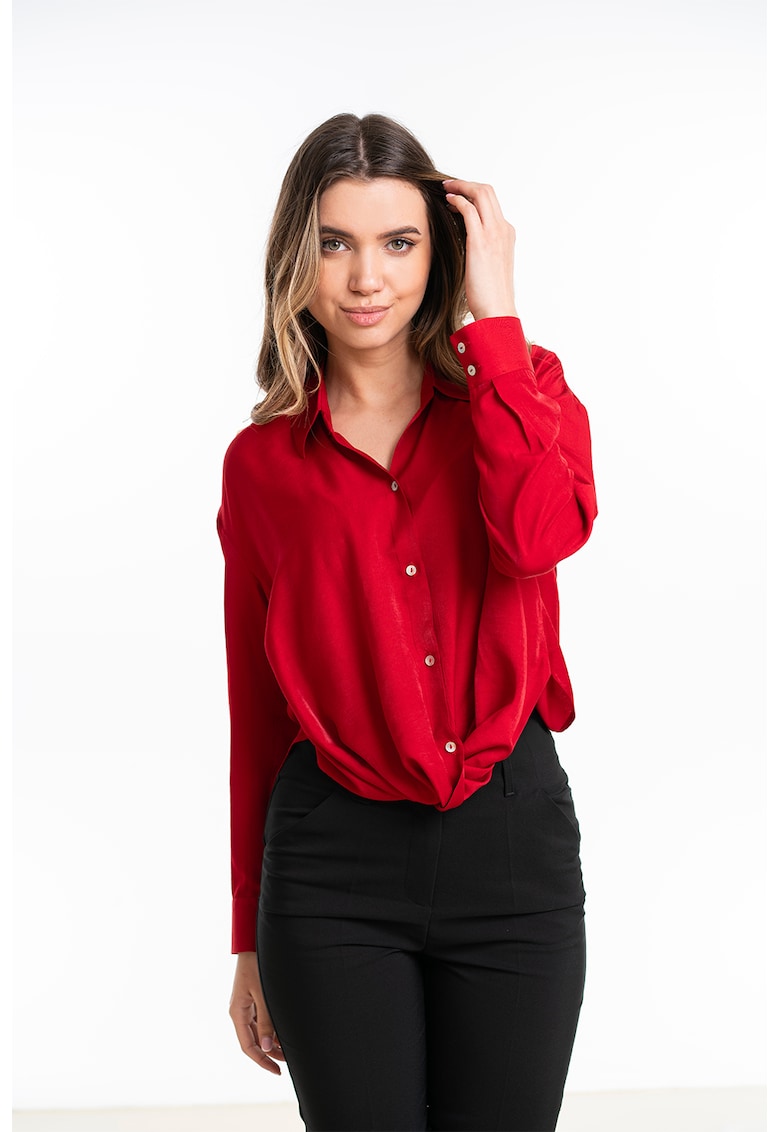 Риза Dorya с остра яка - Червен Hermosa