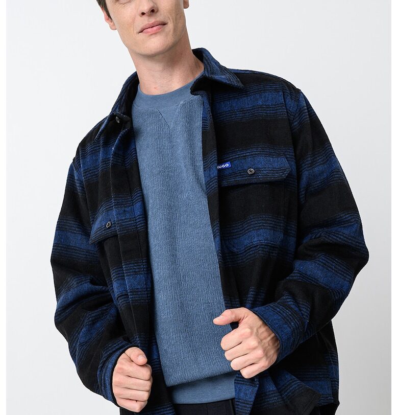 Риза Ebolt с вълна - Черен/Тъмносин HUGO