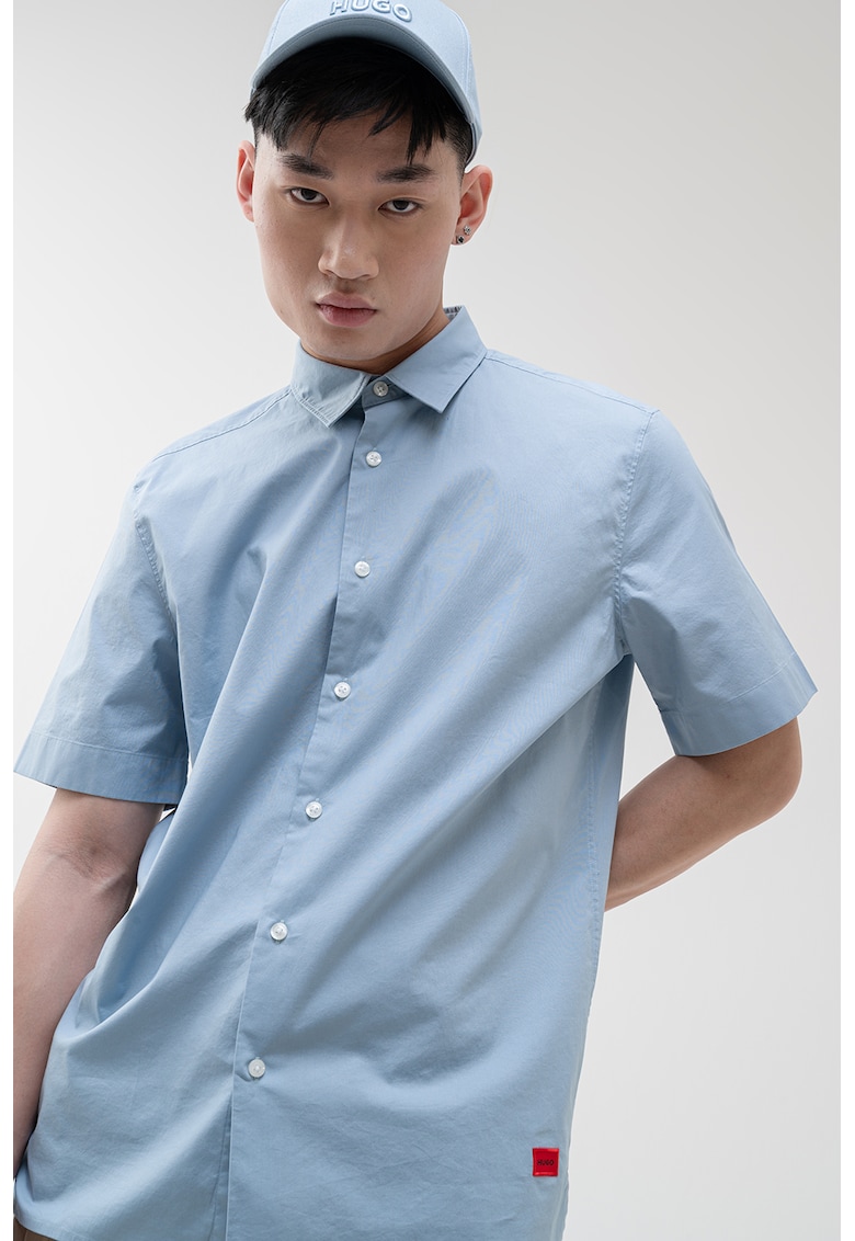 Риза Ebor със свободна кройка - Пастелносин HUGO