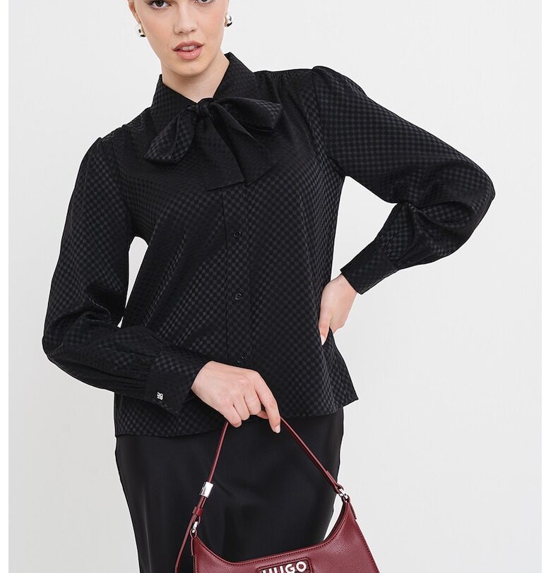 Риза Estrella с ниска яка - Черен/Избеляло черно HUGO