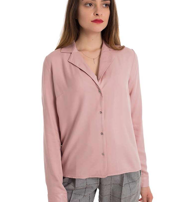 Риза Fabiana с раздвоен ревер - Прашно розово RESENSE